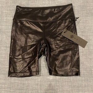 Noli Liquid Biker Short Black Gloss Shiny Athletic Workout Size Small